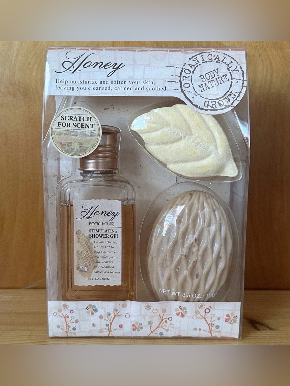 Body Nature Honey Shower Gel-Bath Fizzer-Soap Natural Therapy Bath Gift Set NEW